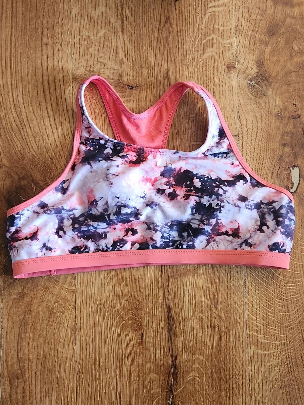 Coral Pink Tie-Dye Racerback Swim Top